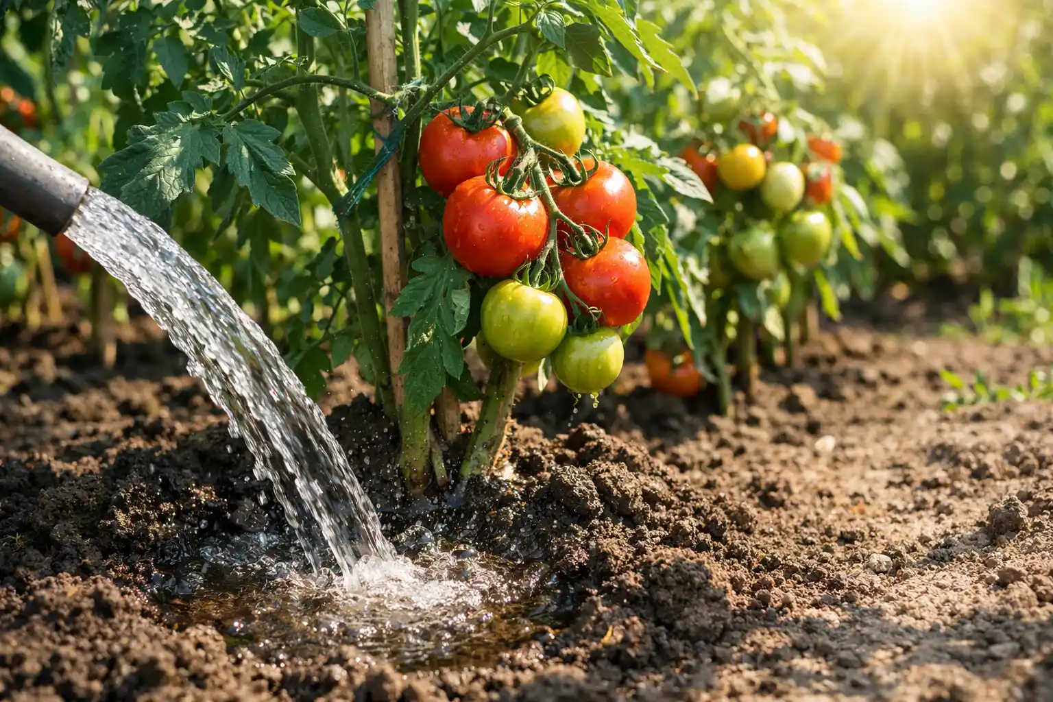 Tomaten bei Hitze richtig an der Wurzel gießen